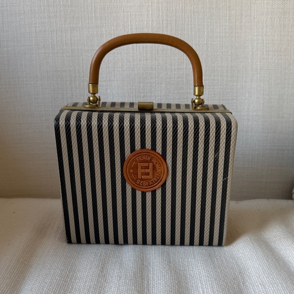 Fendi Handbags - Vintage Fendi Pequin Pattern Box Bag, late 80s / Early 90s